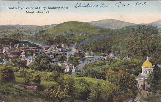 Bird's Eye View Of City Looking East Montpelier Vermont 1920