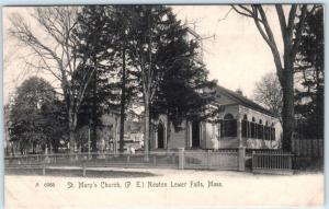 NEWTON LOWER FALLS, Massachusetts  MA    ST. MARY'S CHURCH  c1900s UDB  Postcard