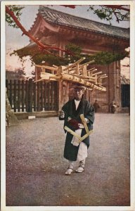 Japan Men Carrying Wood Kyoto Vintage Postcard C081