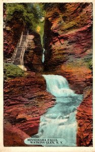 New York Watkins Glen Minnehaha Falls 1928