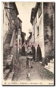 Old Postcard La Turbie Old Street Kids Dog