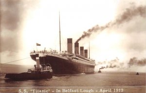 SS Titanic In Belfast Lough, Modern Card White Star Line Titanic Ship 