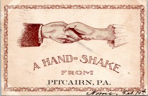 postcard - A Hand-Shake from Pitcairn, PA.