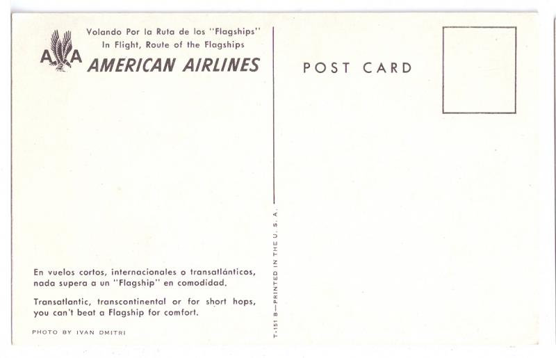 American Airlines Flagship in Flight Airplane Vntg Aviation Postcard Ivan Dmitri