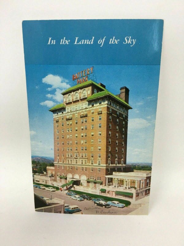 Battery Park Hotel Postcard Asheville North Carolina NC AAA Advertising Cars