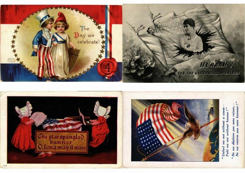 USA ÉTATS-UNIS AMERICA PATRIOTIC FLAGS MOSTLY EMBOSSED 48 CPA Pre-1940 (PART 1.)