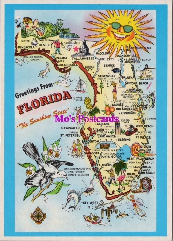 America Postcard - Maps, Greetings From Florida  RR20377