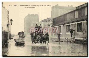 Clichy Old Postcard Floods January 1910 Marten Street a TOP funeral