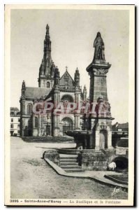 Old Postcard Sainte Anne d'Auray the Basilica and the Fountain