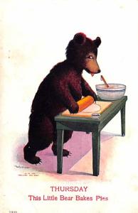 Artist Bernhardt Wall, American Post Card Busy Bear #79 Bear Unused bottom e...