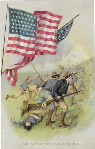 Spanish American War The Capture of San Juan Hill Embossed Printed in Germany