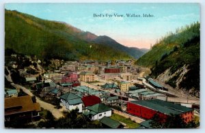 WALLACE, Idaho ID ~ Mining Town BIRDSEYE 1910s Shoshone County PM 1931 Postcard