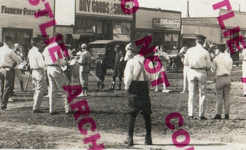 Faith SOUTH DAKOTA RPPC 1916 BAND PLAYING Main Street FAIR nr Dupree Bison