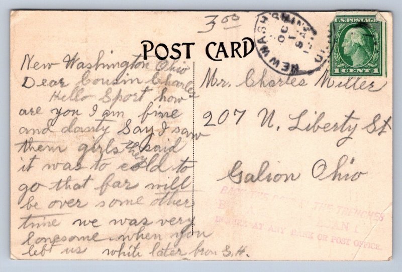 J87/ New Washington Ohio Postcard c1910 Mansfield St Stores Auto  1402