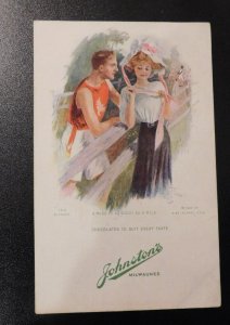 Mint USA Advertising Postcard Johnstons Milwaukee Chocolates to Suit Ever Taste