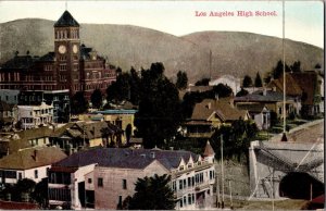 Los Angeles High School and Surrounding Area Los Angeles CA Vintage Postcard I50