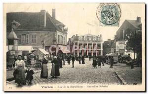 Old Postcard Vierzon Rue de la Republique New Galleries TOP