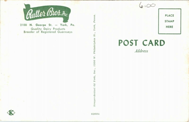 Postcard PA York Aerial View of Home of Rutter Bros Inc. Dairy Farm 1950s S25