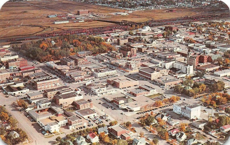 LETHBRIDGE, Alberta Canada  CITY & RAILROAD YARD  Bird's Eye View   Postcard