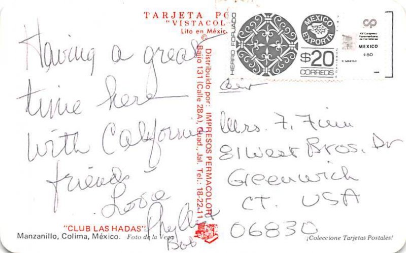 Club Las Hada wr Mexico Tarjeta Postal Unused 