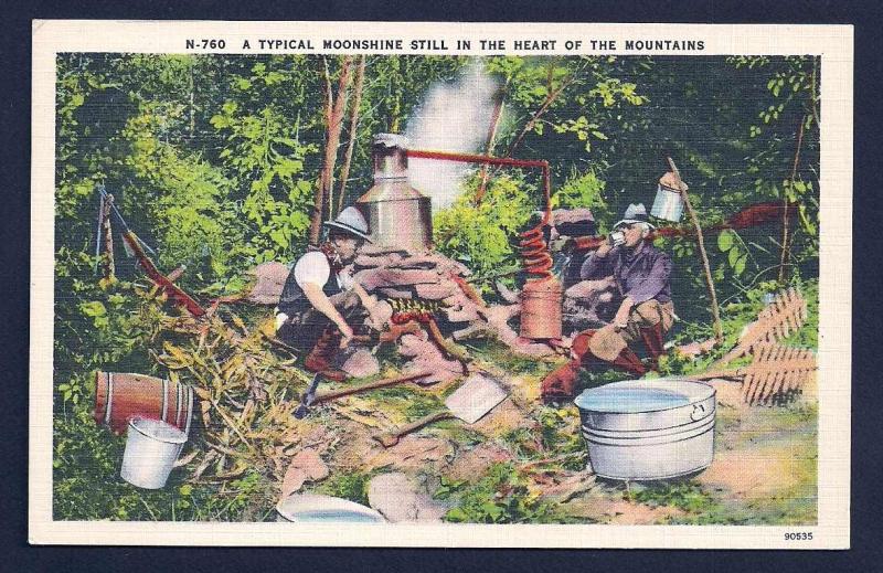 Typical Moonshiners & Still in the Mountains unused c1930's