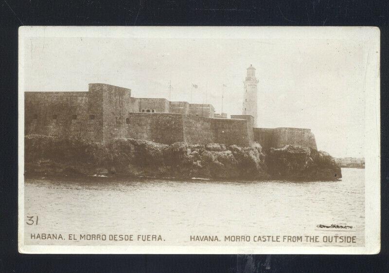 RPPC HABANA CUBA HAVANA MORRO CASTLE LIGHTHOUSE VINTAGE REAL PHOTO POSTCARD