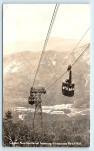 RPPC FRANCONIA NOTCH, NH ~ Cannon Mountain AERIAL TRAMWAY  c1950s  Postcard