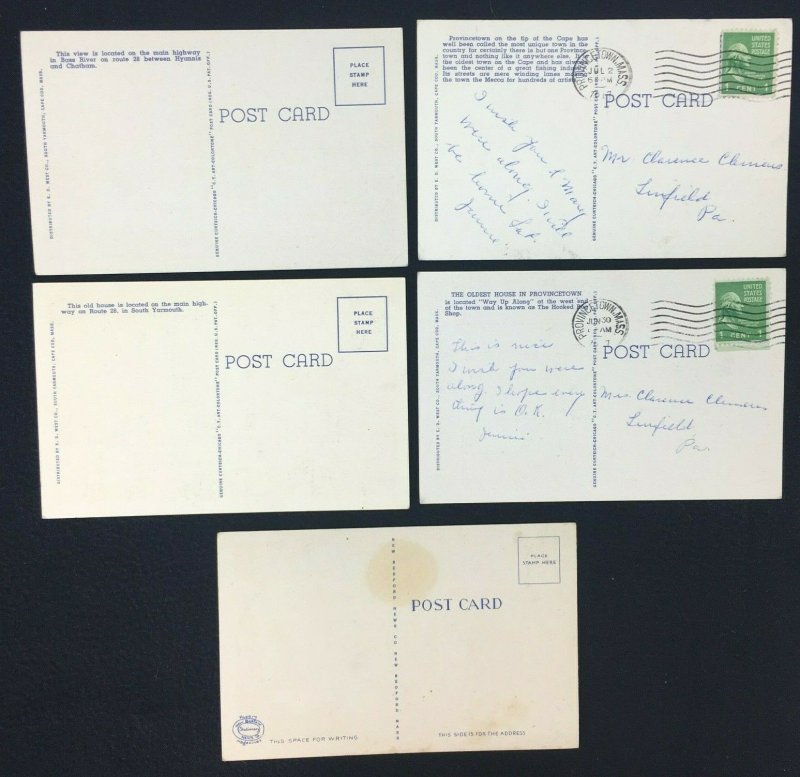 Cape Cod Mass Mostly Curteich Posted Unposted House Fishing Boats Beach Lot of 9