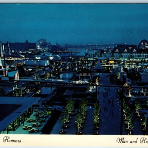 c1968 Montreal QC Man & His World Postcard Night Terre des Hommes Biosphere Expo