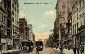 Pittsburgh Pennsylvania PA Federal Street Trolley Streetcar c1910 Postcard