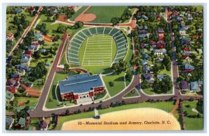 Aerial View Of Memorial Stadium Armory Charlotte North Carolina NC Postcard