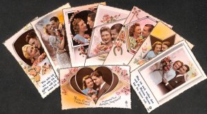 Lot of 8 romantic couples lovers love idyll