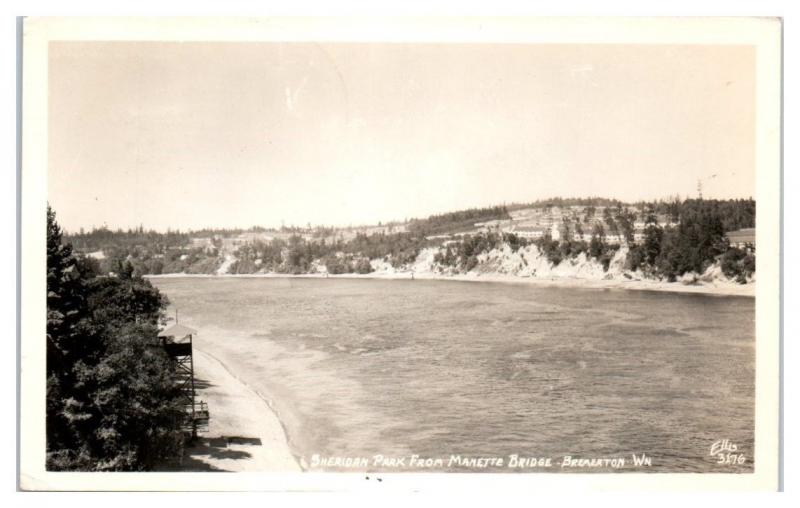 1951 RPPC Sheridan Park from Manette Bridge, Bremerton, WA Real Photo Postcard