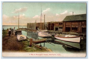 c1905 Slip Stonington Harbor Stonington Connecticut Lithochrome Vintage Postcard