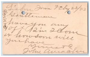 1883 WJ Young & Co. Lisbon Iowa IA Clinton IA Antique Posted Postal Card 