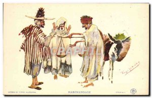 Old Postcard Illustrator North Africa Algeria Fantasy Haggling Donkey mule