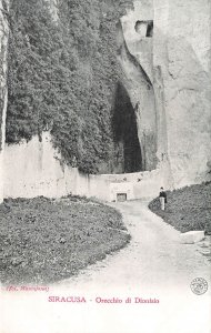 SIRACUSA Orecchio di Dionisio Cave Real Photo Postcard Italy Muscajona