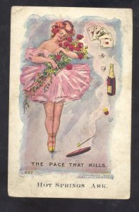 HOT SPRINGS ARKANSAS BALLERINA POKER LIQUOR SMOKING PRETTY GIRL VINTAGE POSTCARD