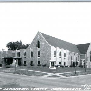 c1950s Maquoketa IA RPPC First Lutheran Church Mid Mod Brick Building Photo A210