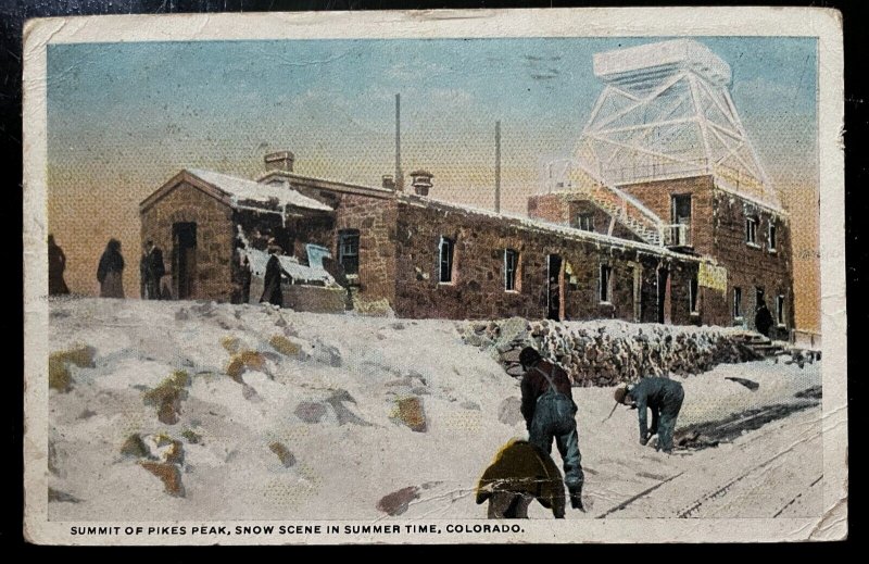 Vintage Postcard 1921 Summit of Pike's Peak in Summer Time, Colorado (CO)