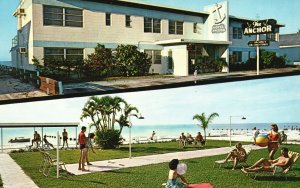 Vintage Postcard Anchor Motel Restaurants Madeira Beach Saint Petersburg Florida