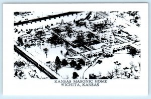RPPC WICHITA, Kansas KS ~ Aerial View KANSAS MASONIC HOME c1950s Postcard