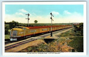 Union Pacific RAILROAD STREAMLINER City of DENVER  c1930s  Postcard