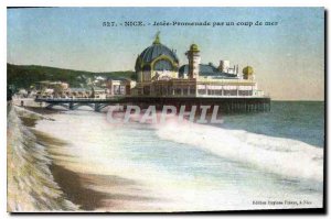 Postcard Old Nice Jetee Promenade by a heavy sea