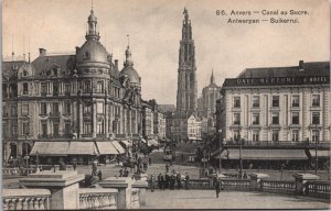 Belgium Antwerp Anvers Canal Au Sucre Vintage Postcard 03.20