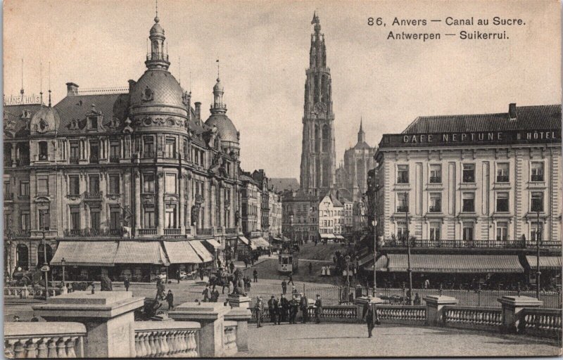 Belgium Antwerp Anvers Canal Au Sucre Vintage Postcard 03.20 