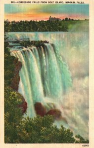 Vintage Postcard Horseshoe Falls From Goat Island American Side Niagara Falls NY