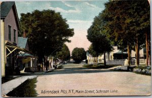 Postcard NY Adirondacks Schroon Lake Main Street