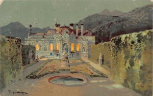 Germany 1904 Art by F. Fuggenberger Linderhof Palace at Night postcard B997