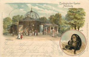 1901 Hamburg Germany Zoological Germany undivided Affenhaus Postcard 26-45